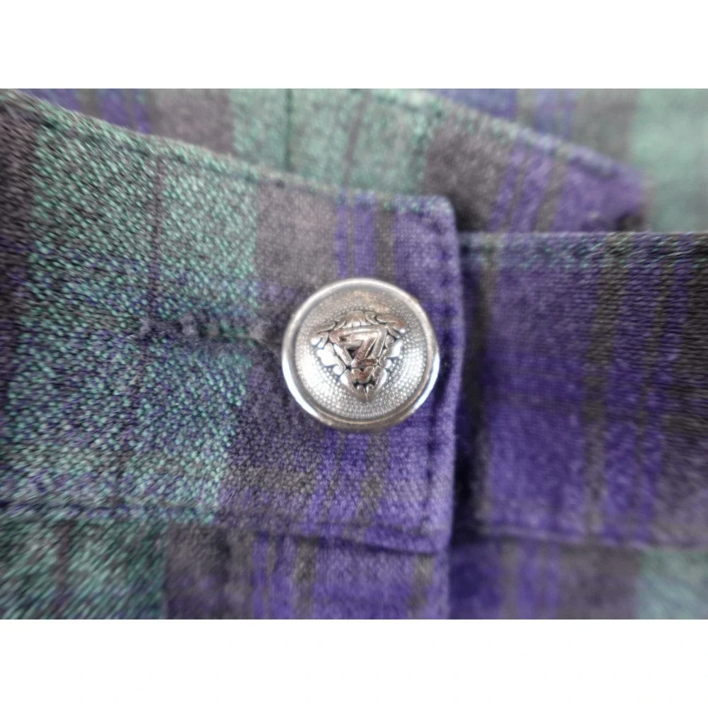 Zerres High Waisted Black Watch Plaid Slim Leg‎ Trousers Green Navy Blue Size 26